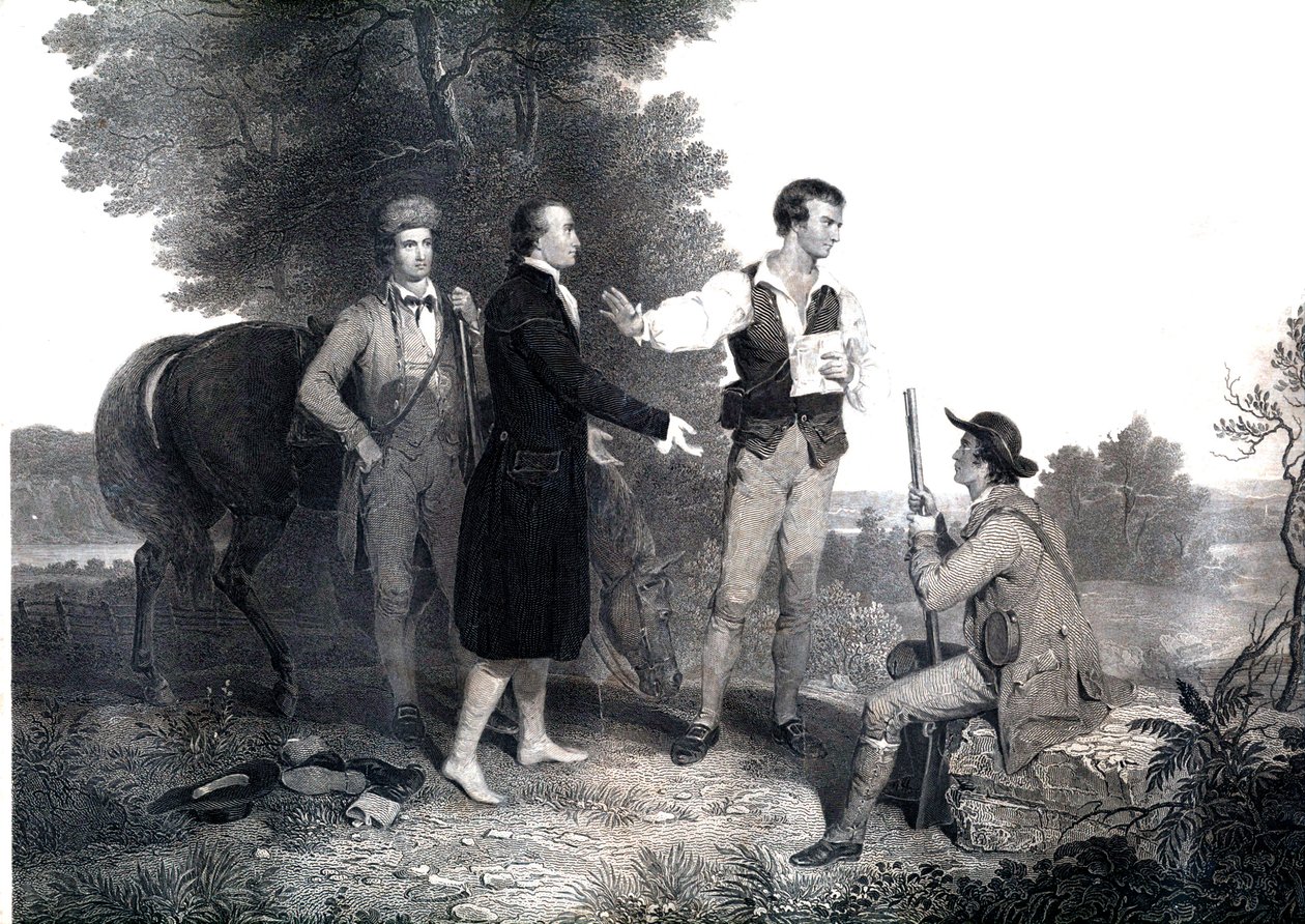 Die Gefangennahme des britischen Spions Major John Andre (Gravur) von Asher Brown (after) Durand