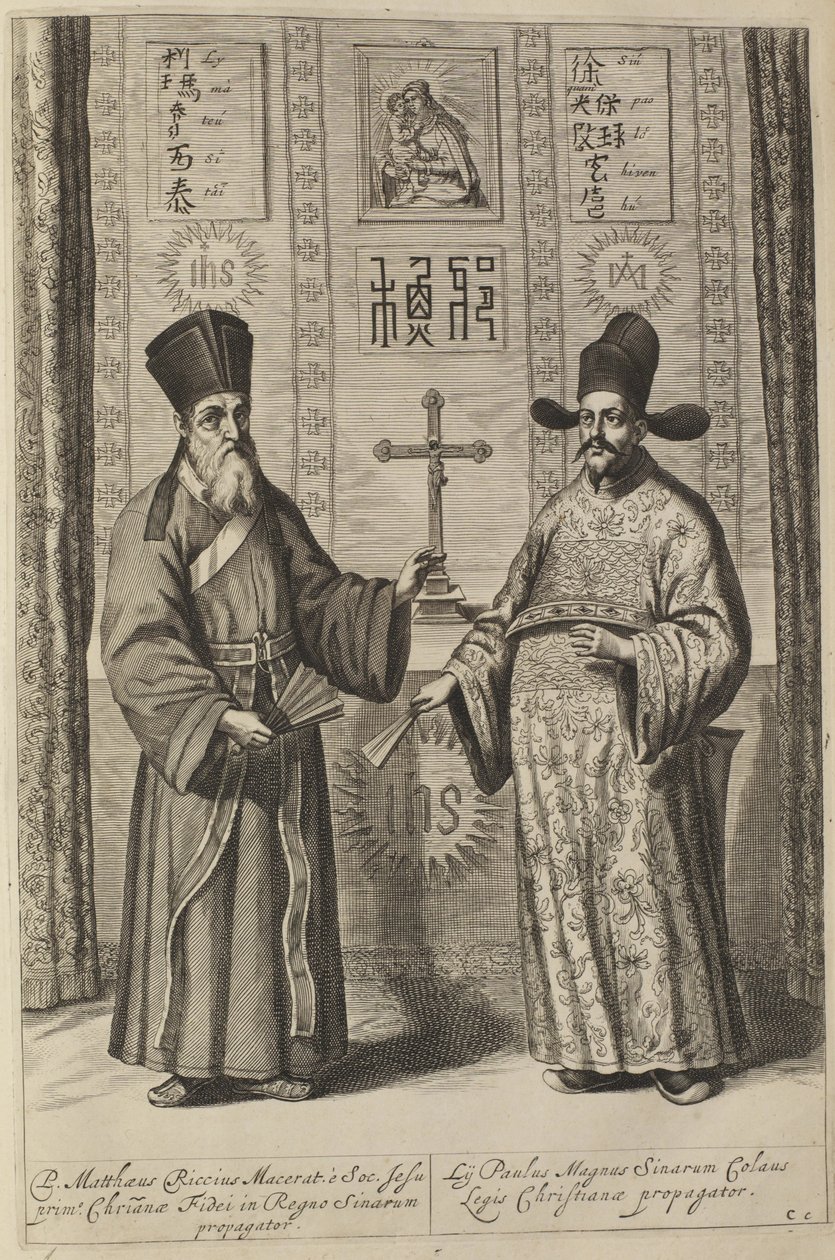 Matteo Ricci und Xu Guangqi. Aus Athanasius Kirchers China Illustrata von Athanasius Kircher