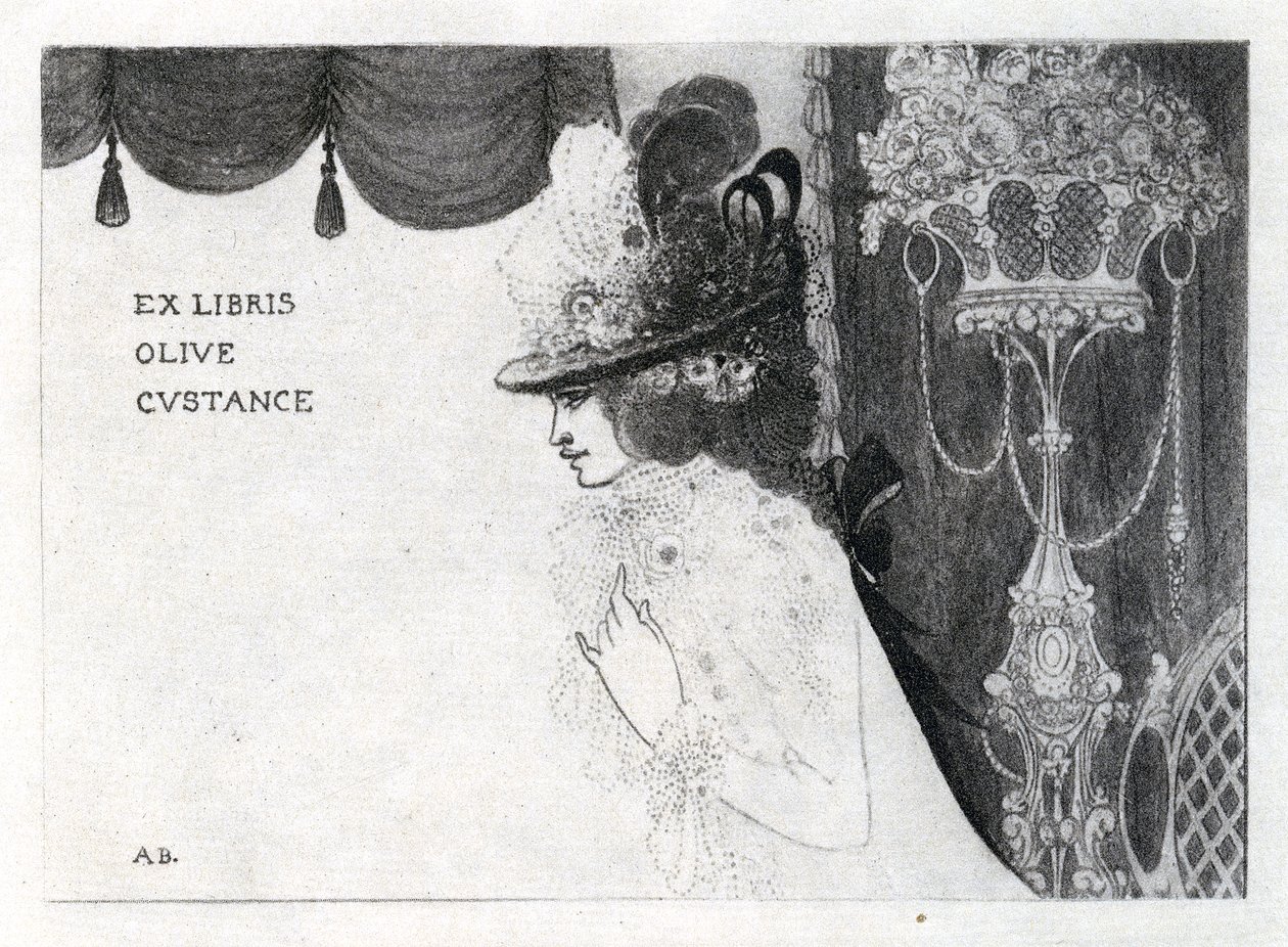 Entwurf für ein Buchzeichen für Olive Custance (Fotogravur) von Aubrey Beardsley