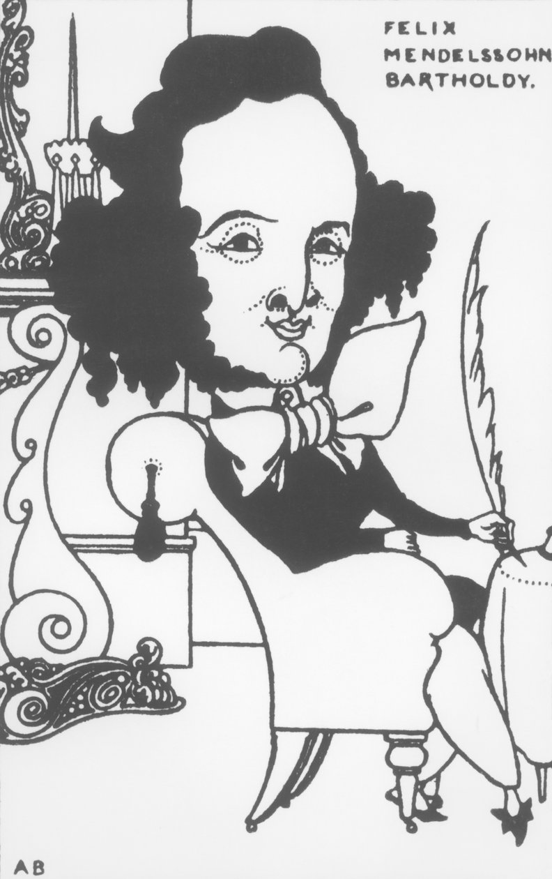 Karikatur von Felix Mendelssohn, späte 19. Jahrhundert von Aubrey Beardsley