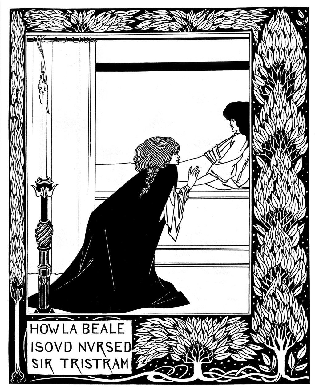 Wie La Beale Isoud Sir Tristram pflegte. Illustration zum Buch Le Morte d