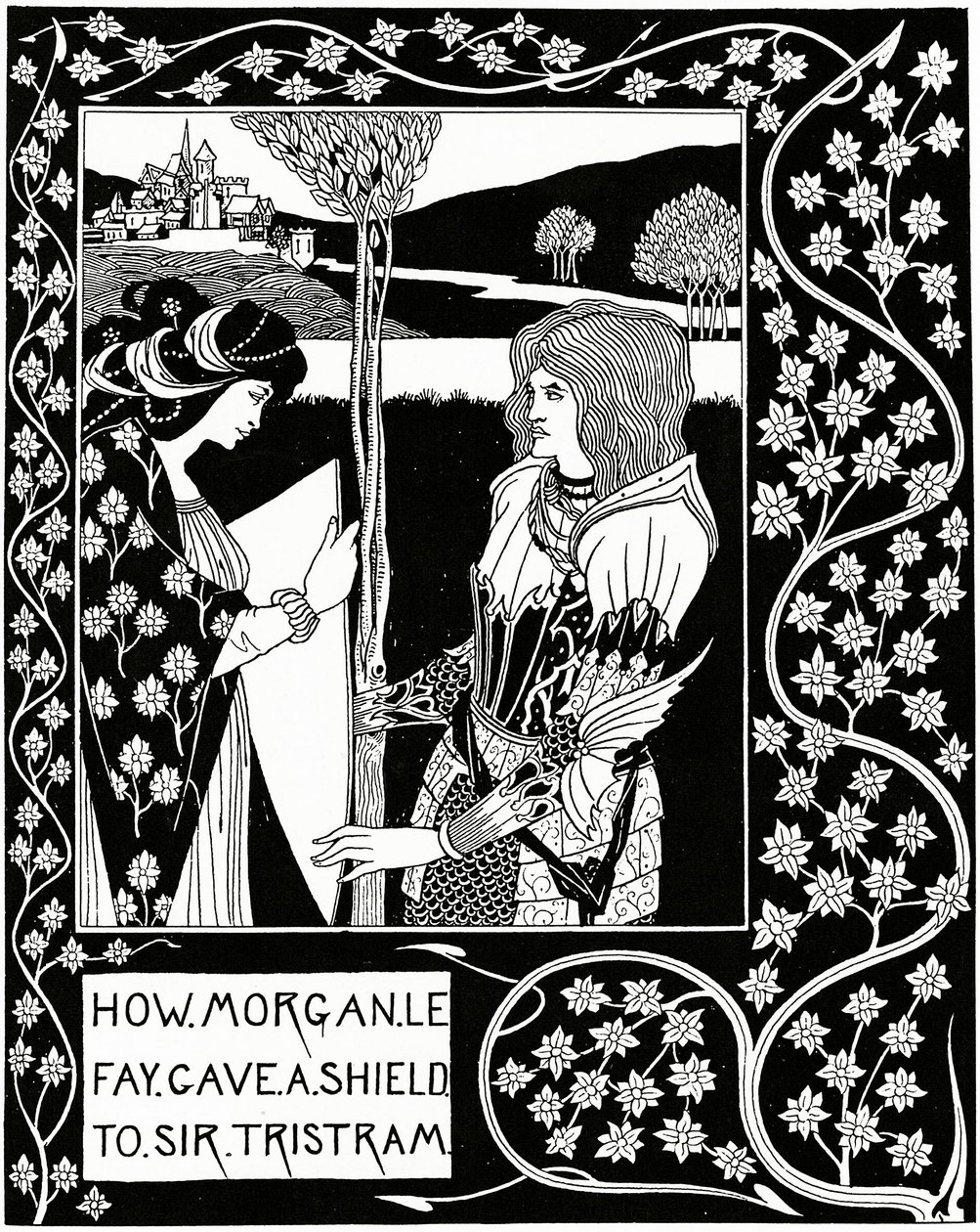 Wie Morgan le Fay Sir Tristram ein Schild gab, Illustration aus 