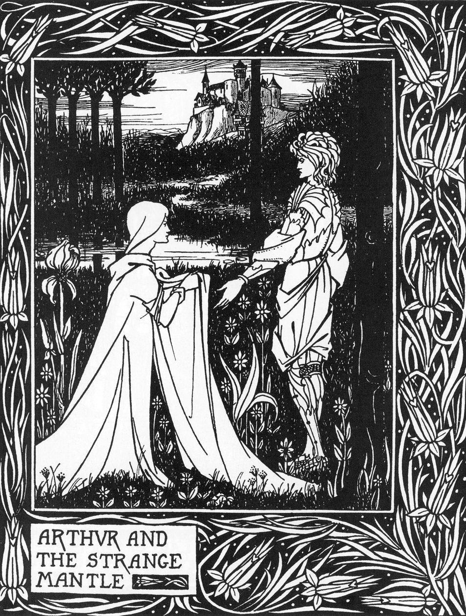 König Artus empfängt den Besuch eines Mädchens, das von der Fee Morgane geschickt wurde von Aubrey Beardsley