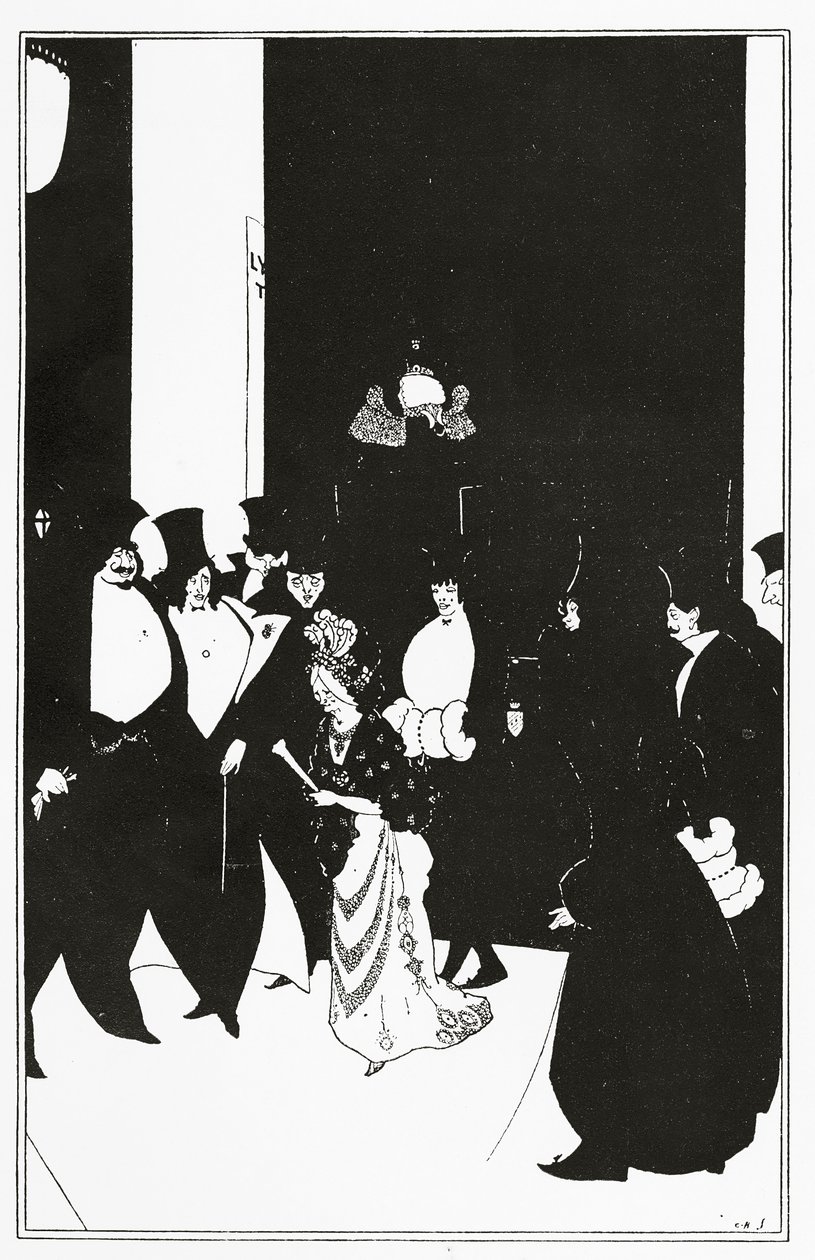 Lady Golds Eskorte, Illustration aus "The Yellow Book", 1894 von Aubrey Beardsley