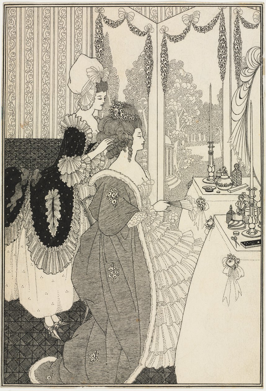 Die Toilette, aus Der Raub der Locke von Alexander Pope von Aubrey Beardsley