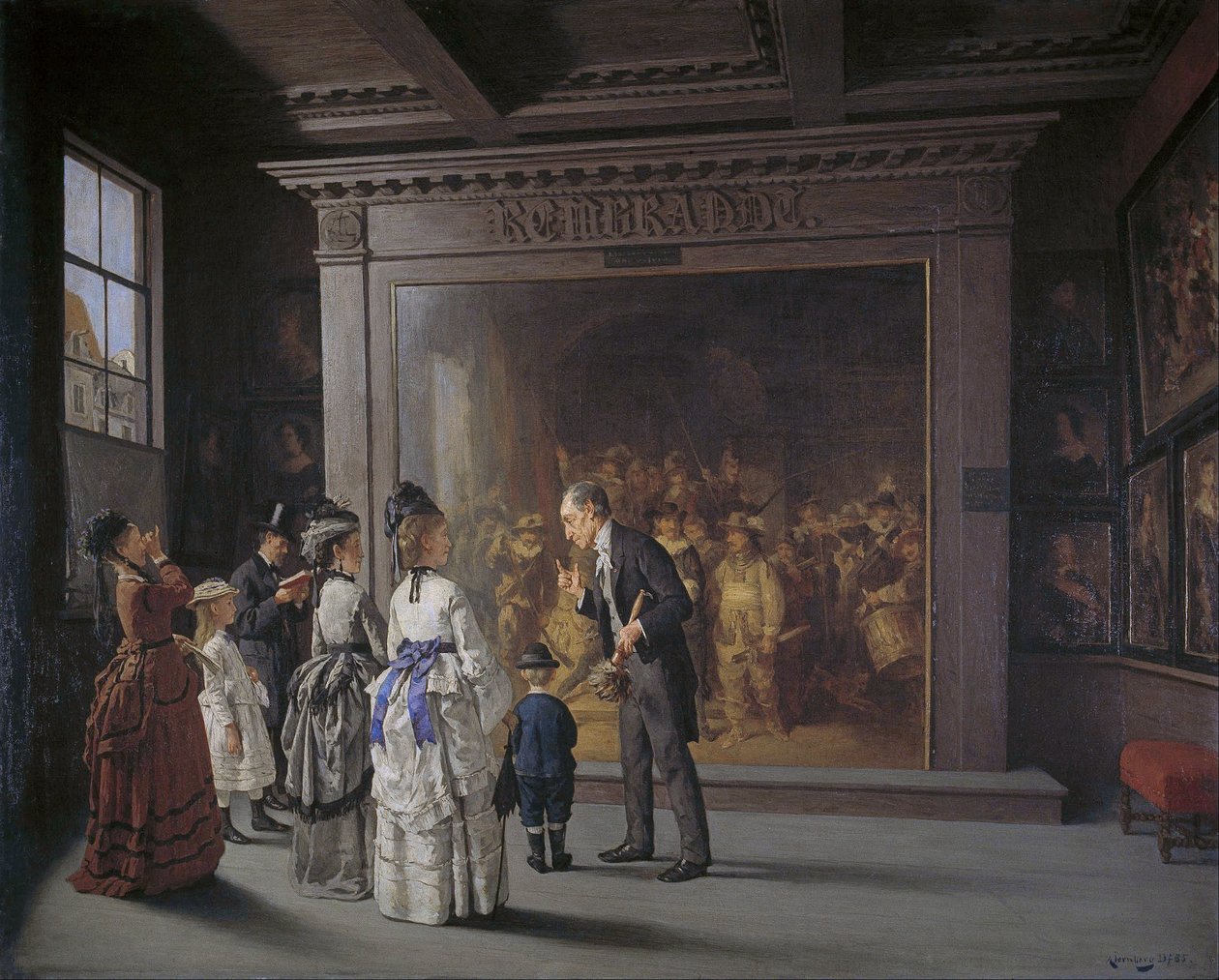 Die Besucher vor Rembrandts Nachtwache in Amsterdam von August Jernberg