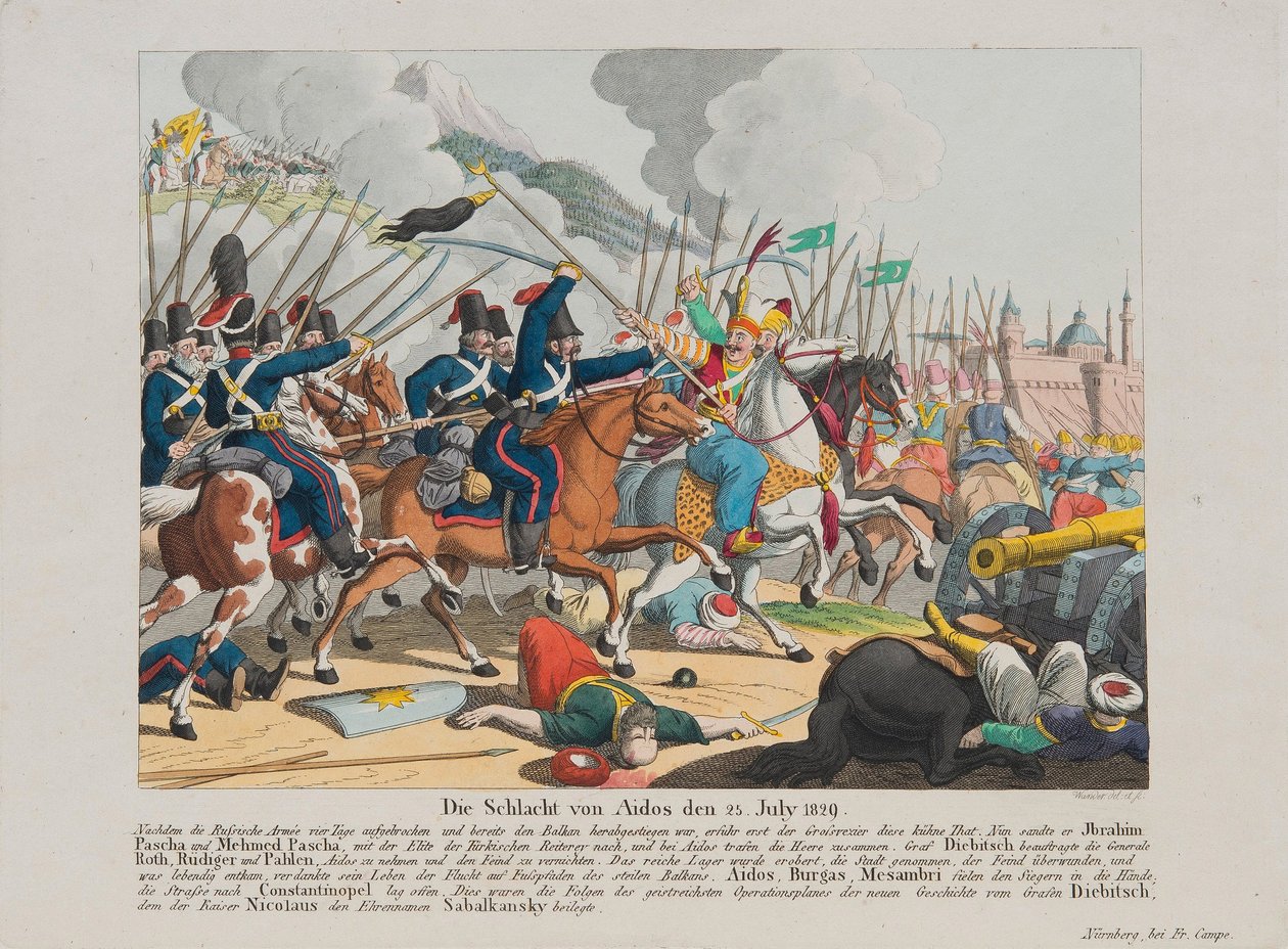 Die Schlacht von Aytos am 25. Juli 1829, ca. 1830 von August Friedrich Andreas Campe