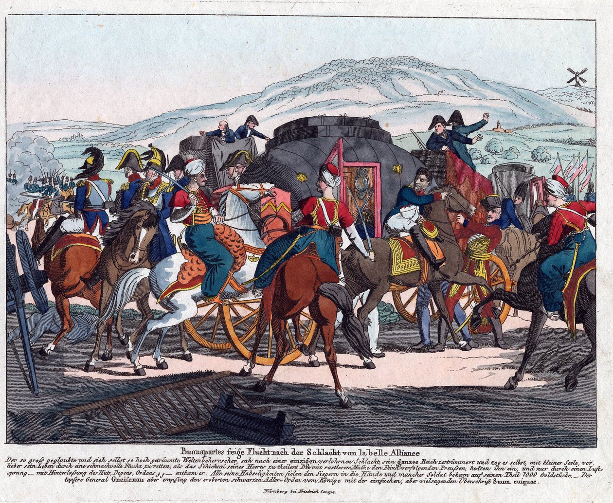 Die Flucht Napoleons nach der Schlacht von Waterloo (1815) von August Friedrich Andreas Campe