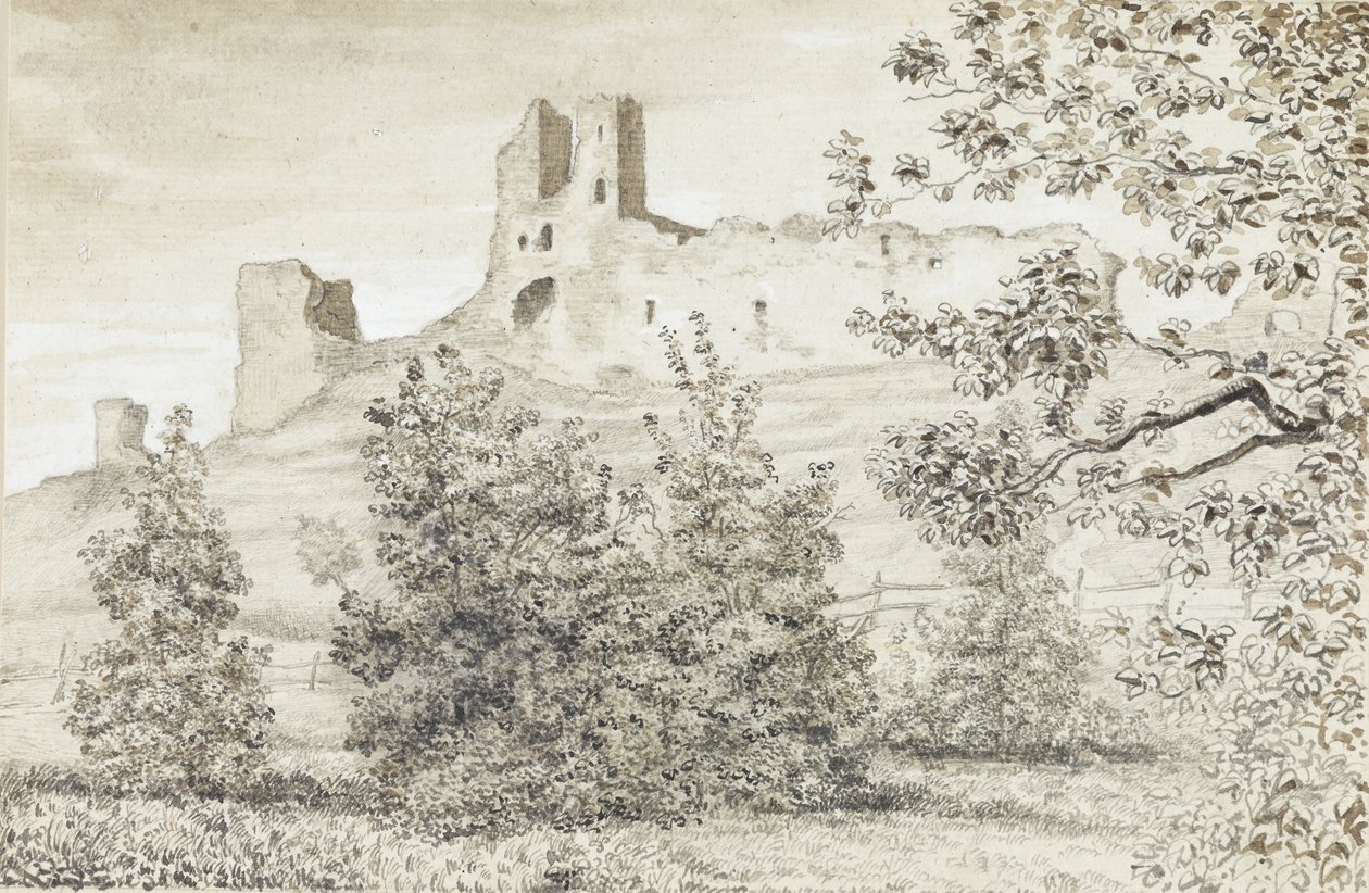 Ansicht der Ruinen der Burg Rakvere, 1828 von August Georg Wilhelm Pezold