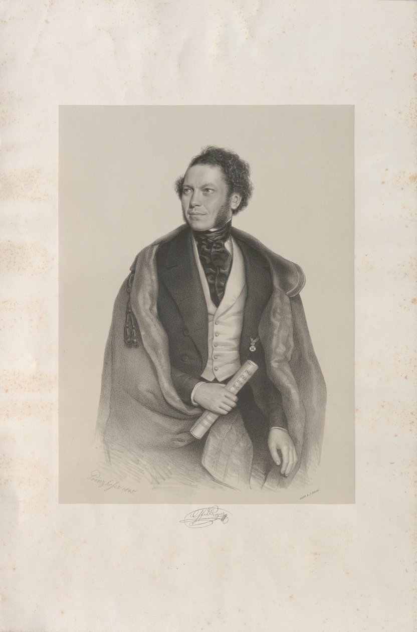 Porträt des Komponisten und Dirigenten Gottfried von Preyer 1807-1901, 1845 von August Prinzhofer