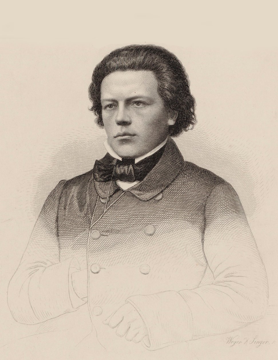 Porträt des Komponisten Anton Rubinstein 1829-1894, 1850 von August Weger