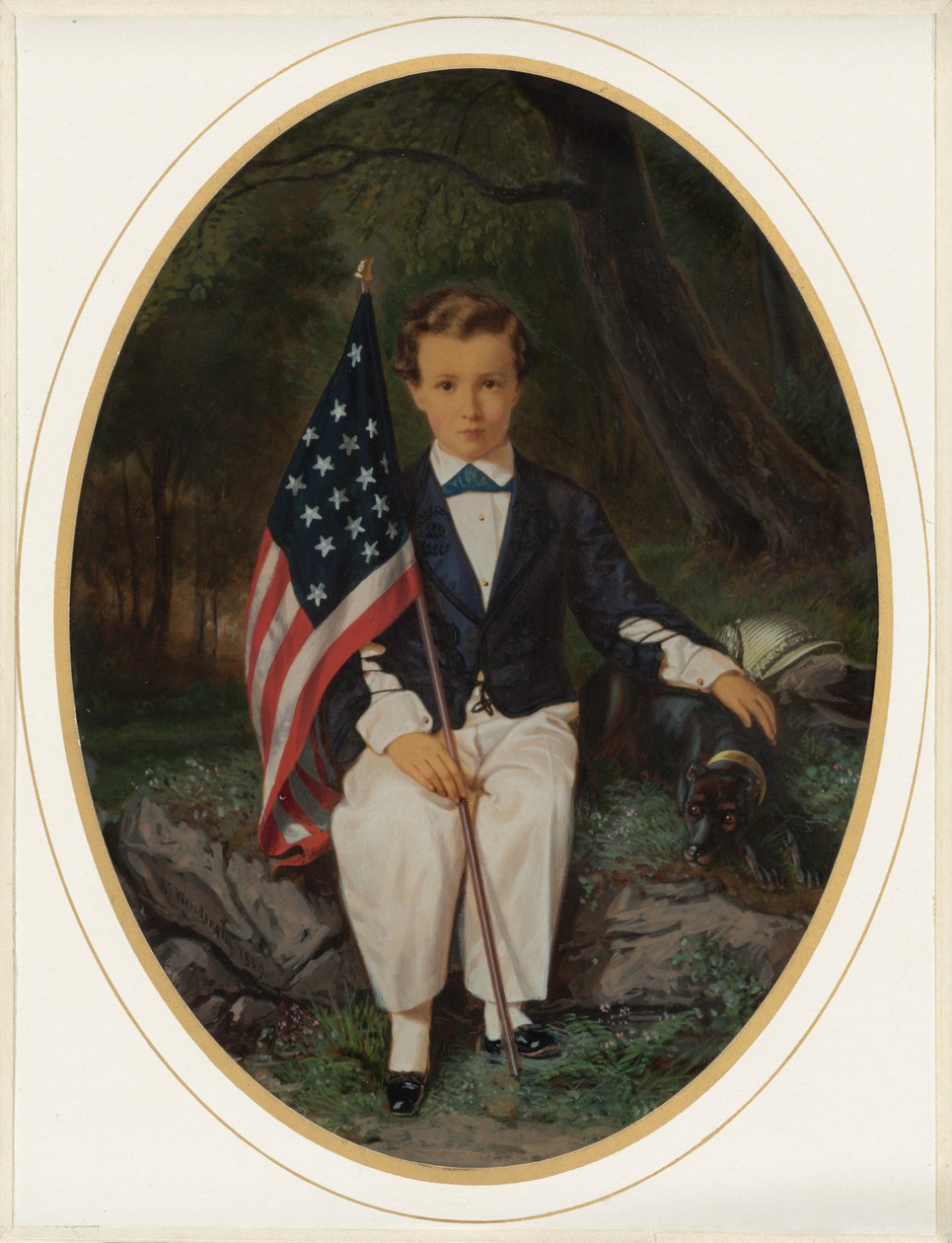 Porträt eines Jungen mit einer Fahne, 1859 von August Wenderoth