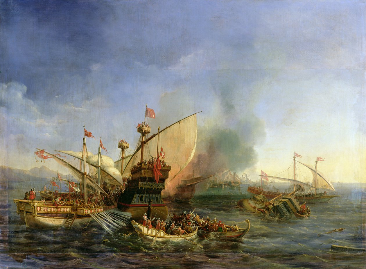 Seeschlacht von Episkopi im Jahr 1323, 1841 von Auguste Etienne Francois Mayer