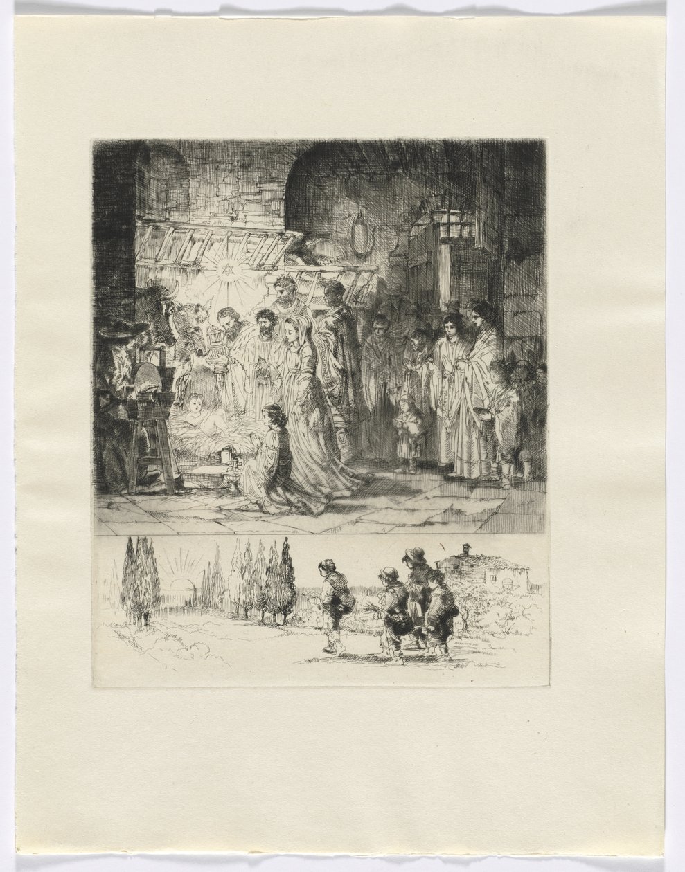 Frédéric Mistral: Mémoires et Recits von Frédéric Mistral: Geburt Christi / Figuren auf einer Straße (Einfügung nach S. 32) von Auguste Brouet
