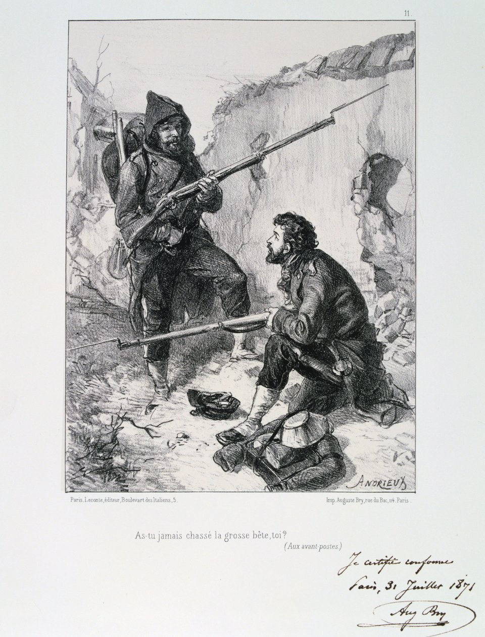 In den Schützengräben, Belagerung von Paris, Deutsch-Französischer Krieg, 1870-1871, 1871 von Auguste Bry
