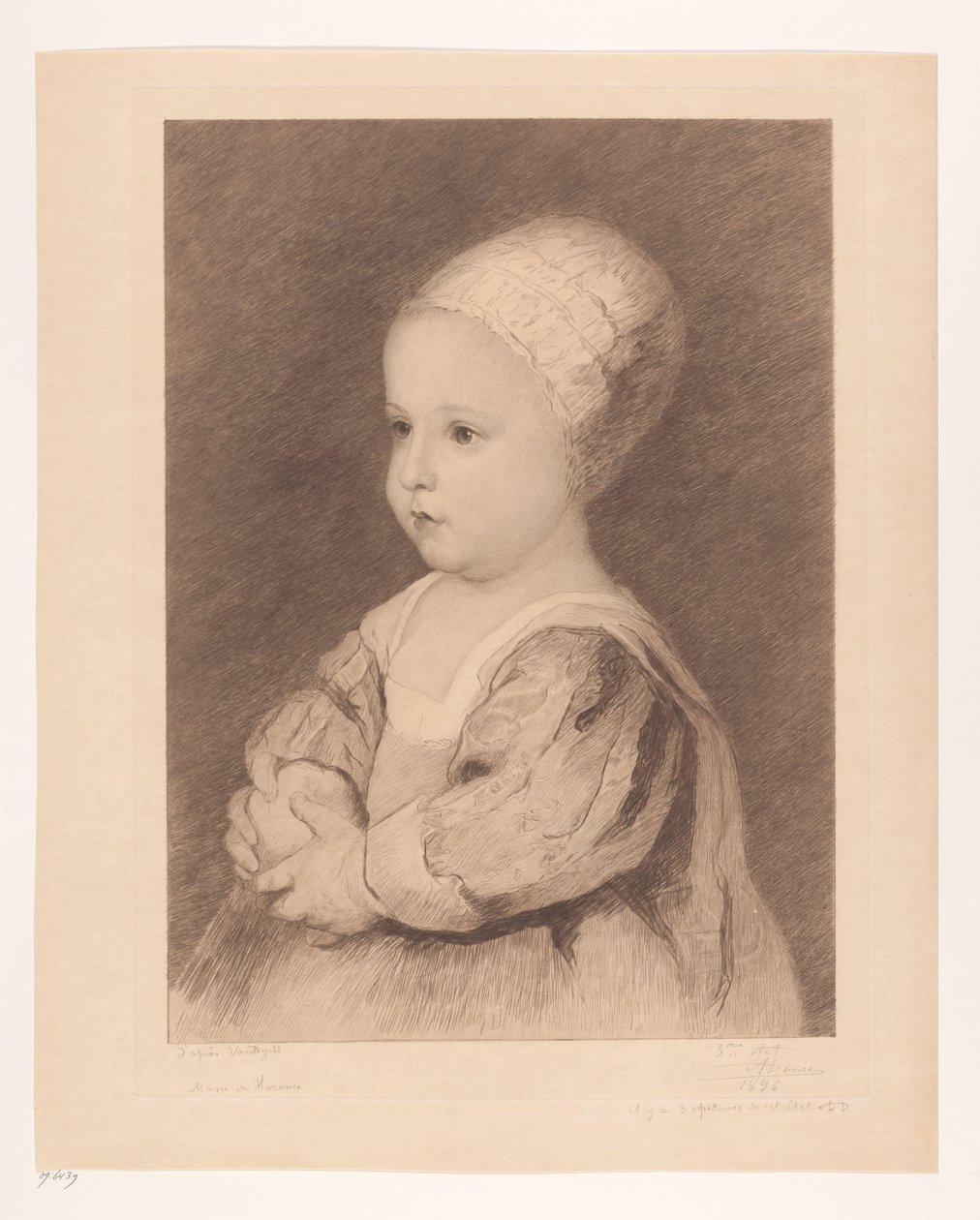 Porträt eines unbekannten Kindes von Auguste Danse (signed by artist)