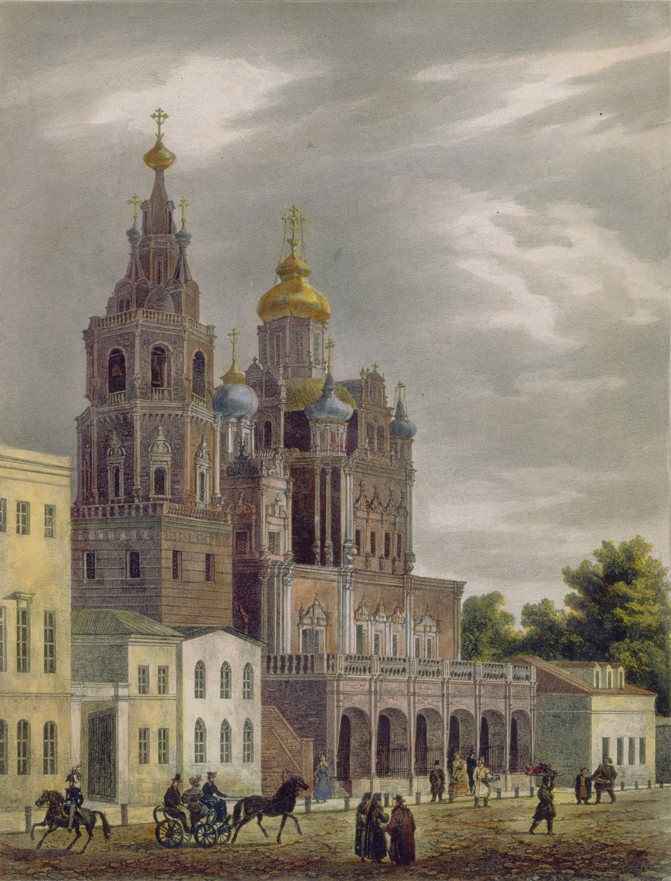 Die Kirche der Entschlafung der Theotokos in der Pokrovka-Straße in Moskau, 1825 von Auguste Jean Baptiste Antoine Cadolle