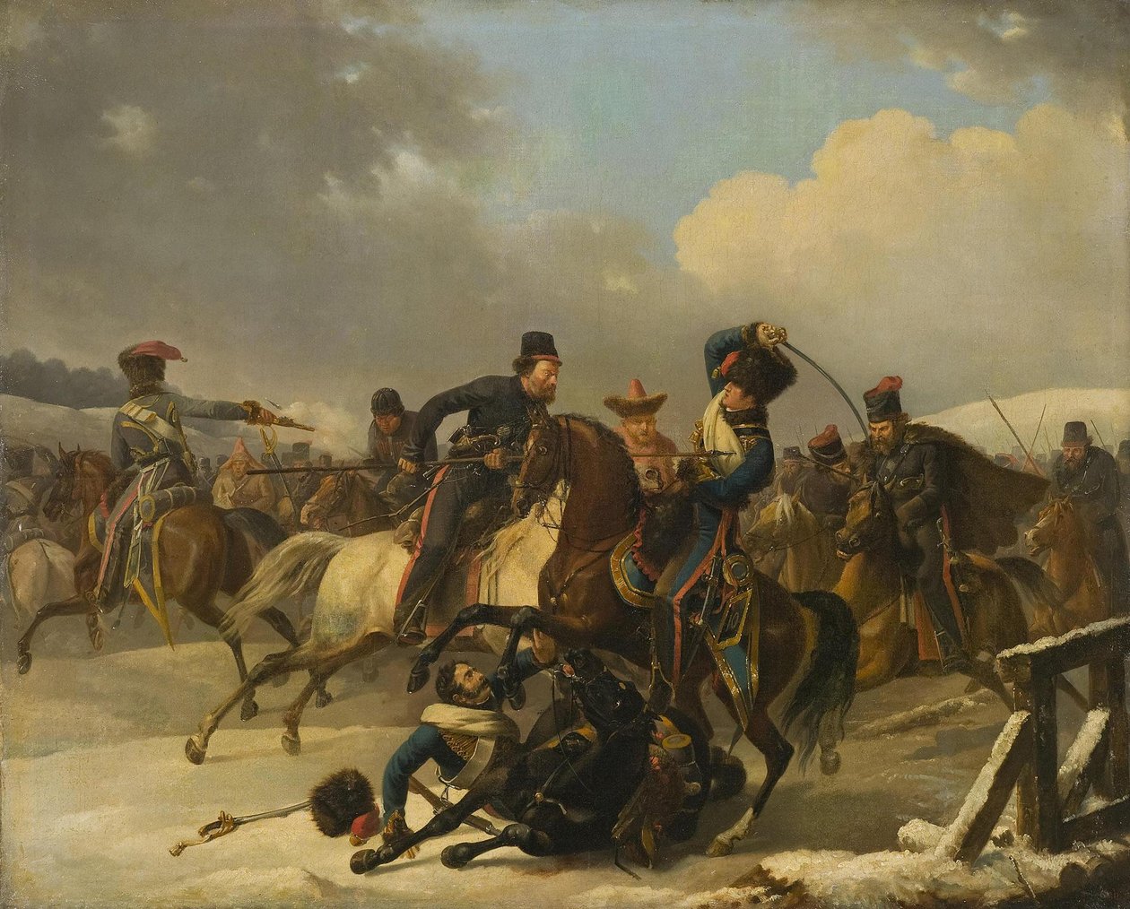 Kosaken verfolgten zurückweichende französische Soldaten, 1812, 1827 von Auguste Joseph Desarnod