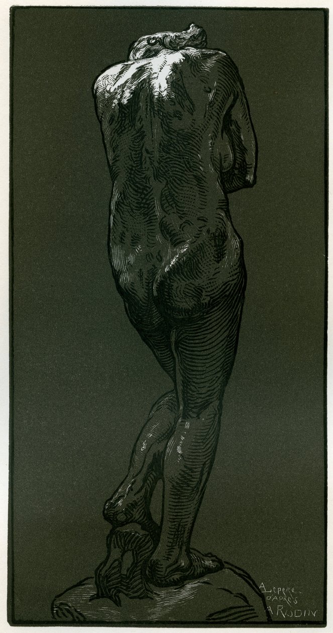 Ein Holzschnitt nach einer Statue von Rodin von Auguste Louis Lepère