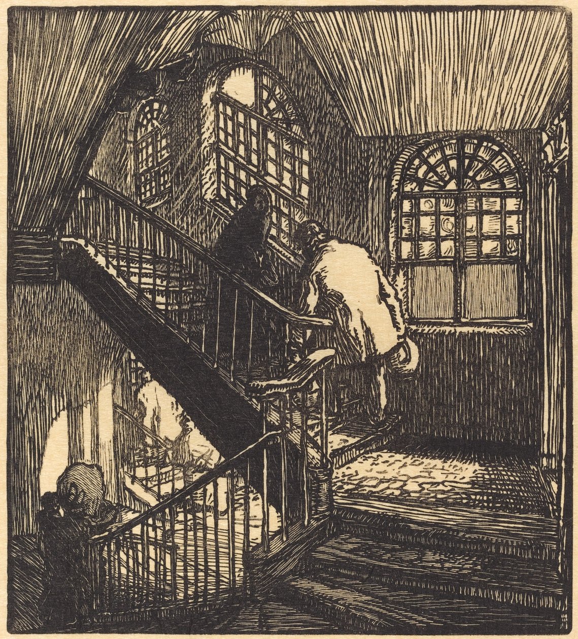 Treppe des Hauses, wo das Château Rouge war, veröffentlicht 1901 von Auguste Lepere