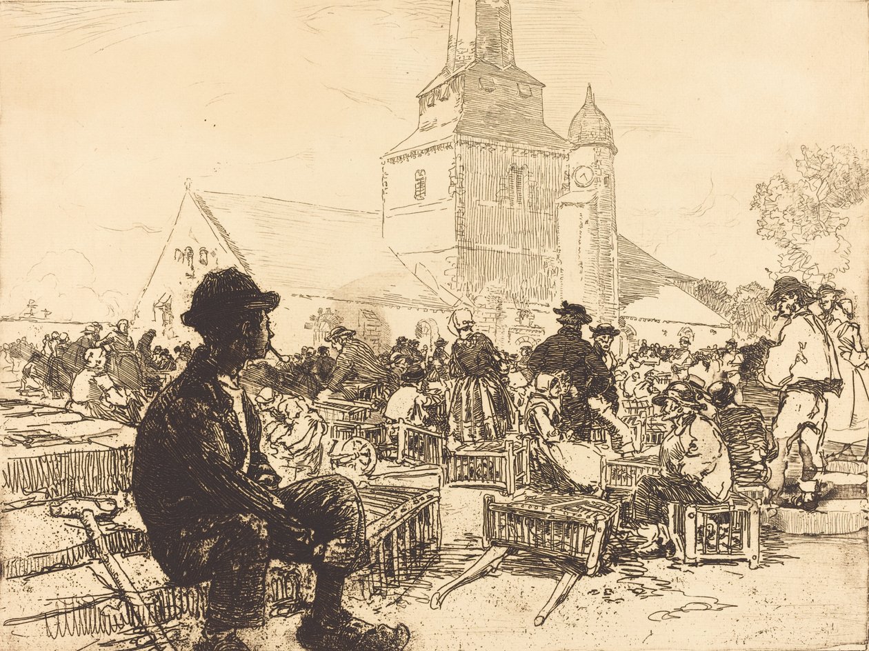 Geflügelmarkt in St.-Jean-de-Mont von Auguste Lepere
