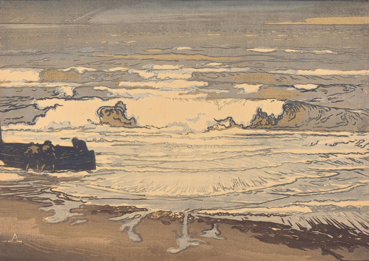 Entfesselte Wellen, Flut von September 1901 Les lames déferlent, marée de Septembre 1901, 1901 von Auguste Lepere