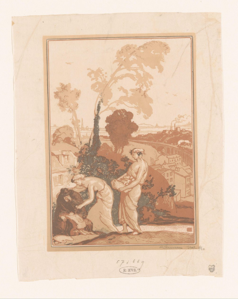Musik und Poesie helfen dem Künstler von Auguste Lepère (signed by artist)