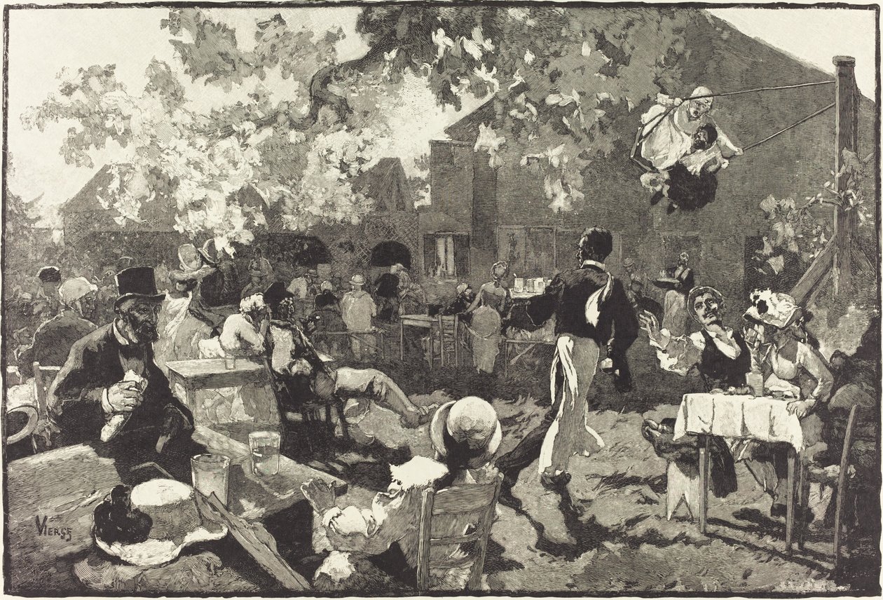 Le Cabaret du Coq de Bruyère au Bois de Meudon von Auguste Lepère after Daniel Vierge
