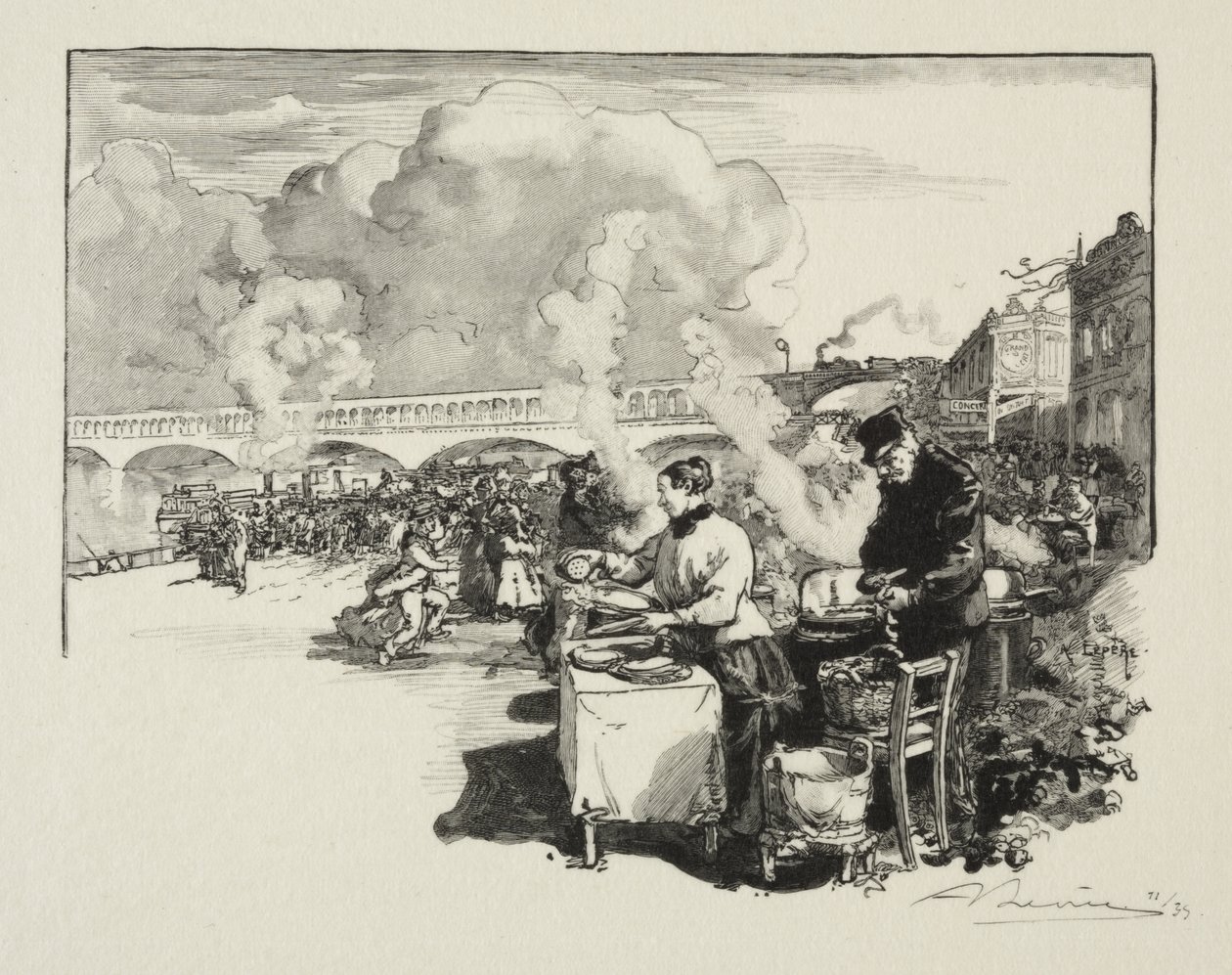 Anlegestelle der Boot-Omnibusse von Auguste Louis Lepère