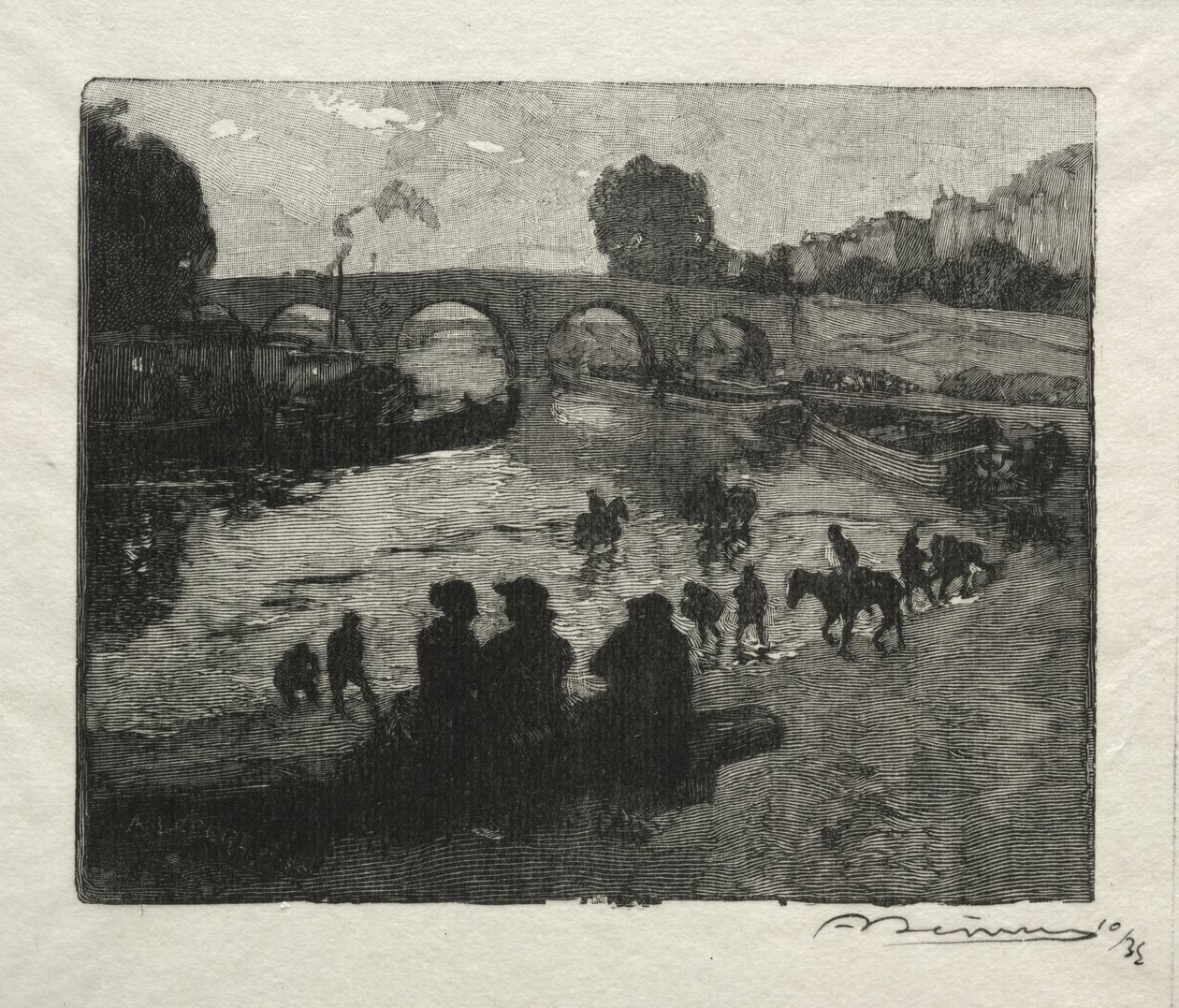 Die Tränke an der Pont Marie von Auguste Louis Lepère