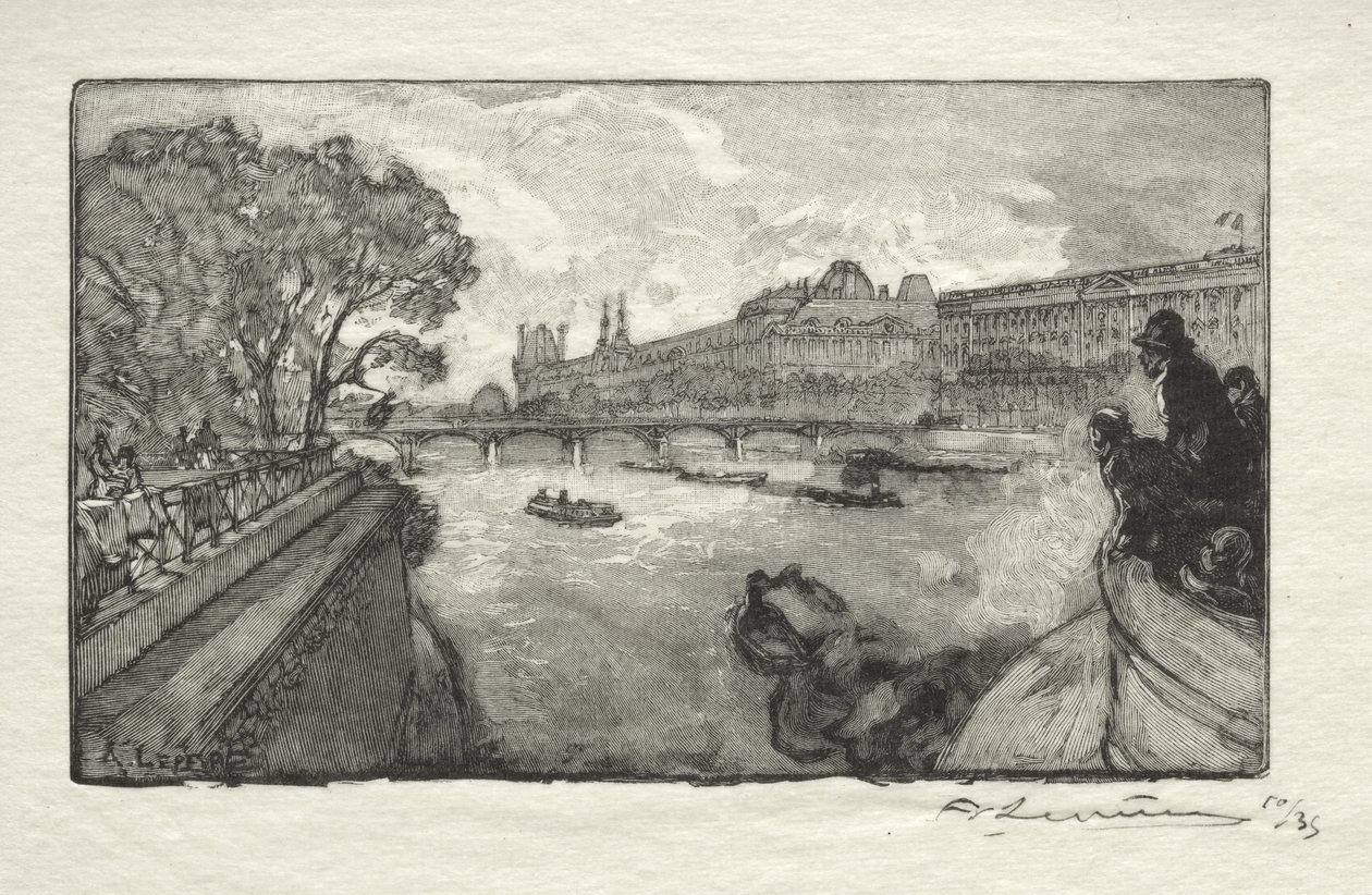 Der Louvre, gesehen von der Pont Neuf von Auguste Louis Lepère