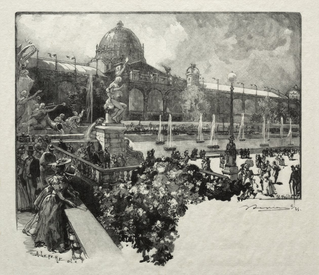 Der Palast der freien Künste, Außenansicht von Auguste Louis Lepère
