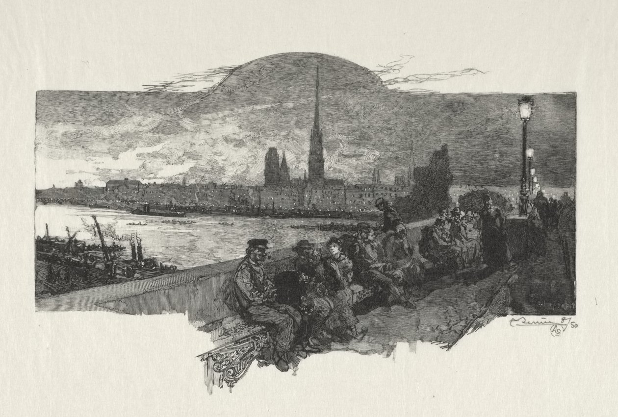 Rouen Illustré: Die Steinbrücke von Auguste Louis Lepère