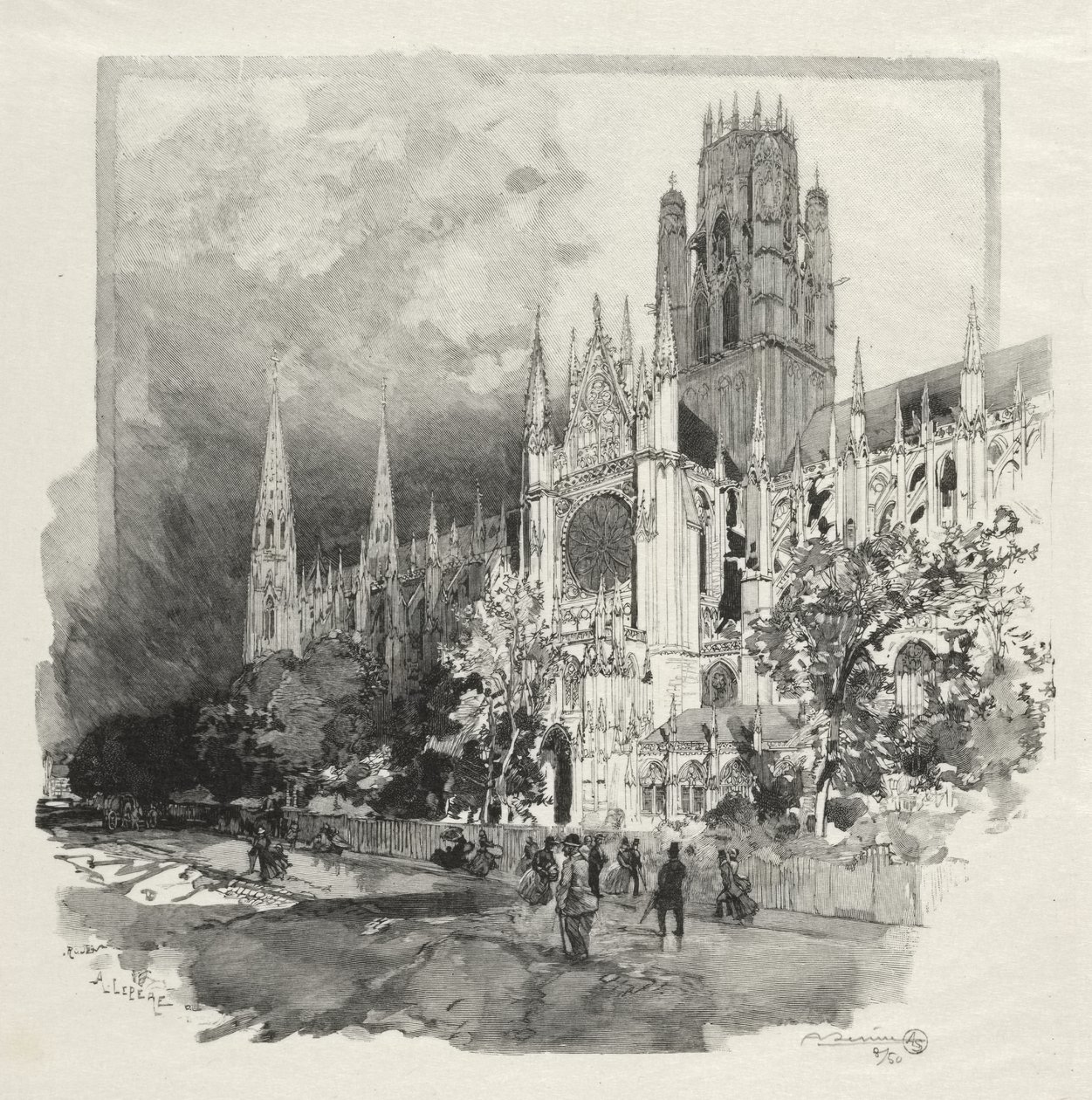 Rouen Illustré: Kirche Saint Ouen von Auguste Louis Lepère