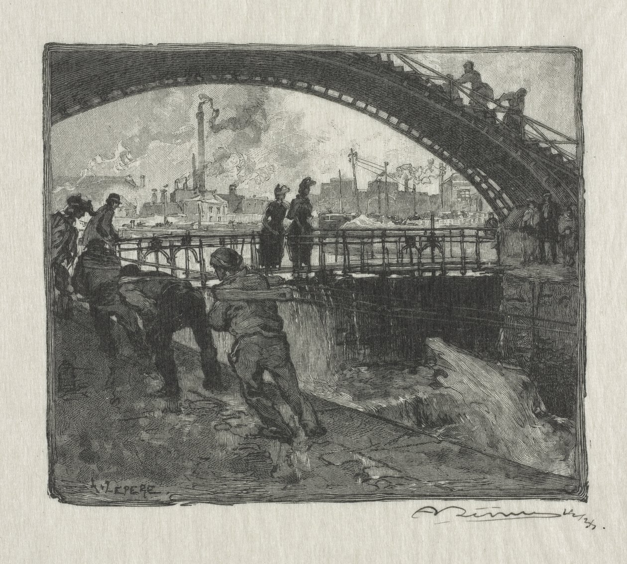 Die Schleuse des St. Martin Kanals von Auguste Louis Lepère