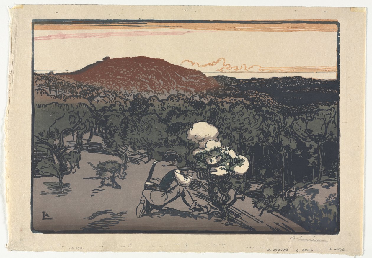 Der Wilderer, Dünen von Saint Jean de Mont von Auguste Louis Lepère