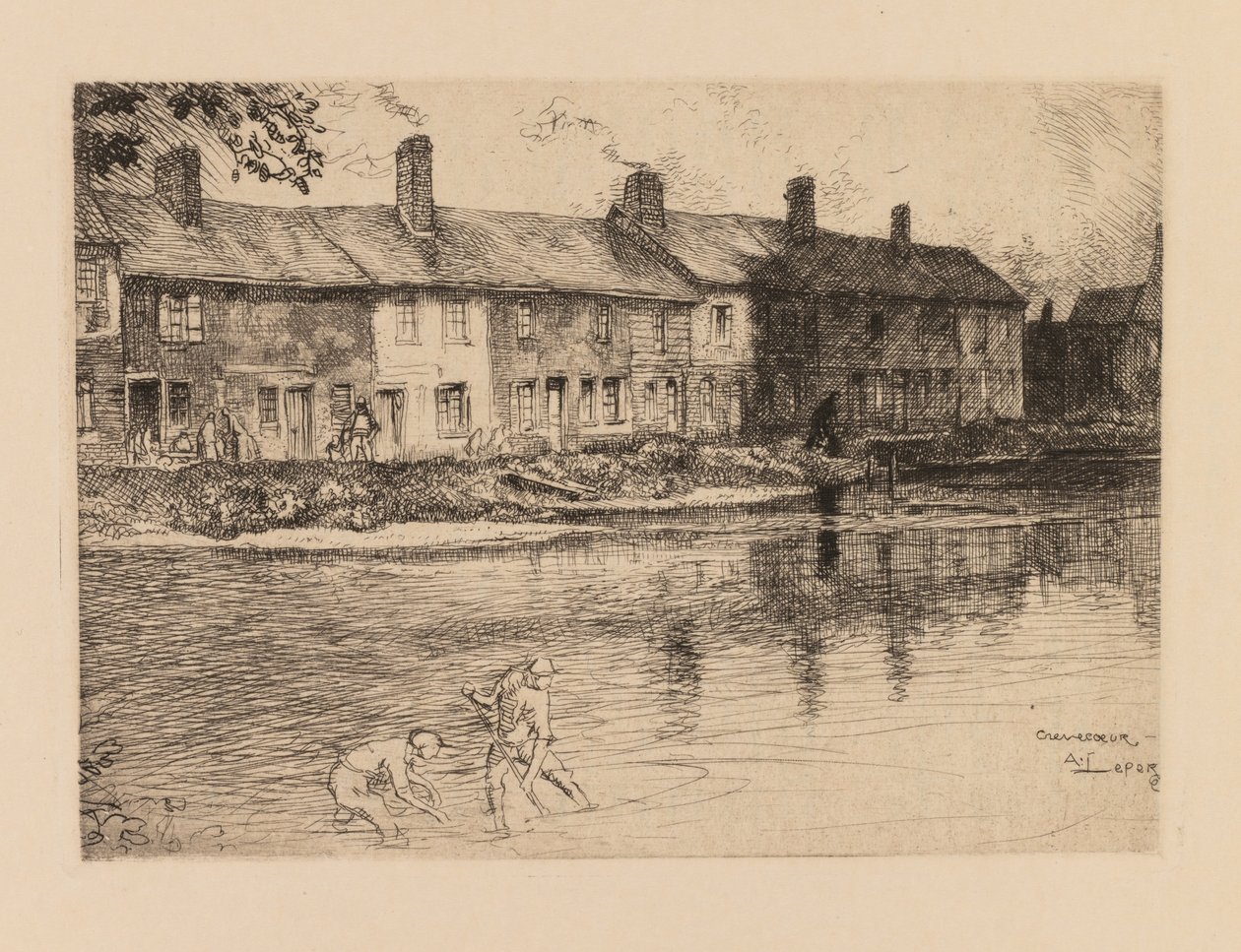 Auguste Lepère: Der Teich der Wiese in Crèvecoeur Picardie von Auguste Louis Lepère