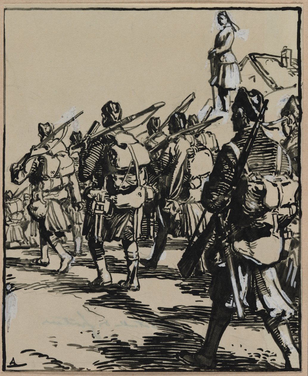 Grenzschlacht: Gruppe britischer Soldaten von Auguste Louis Lepère