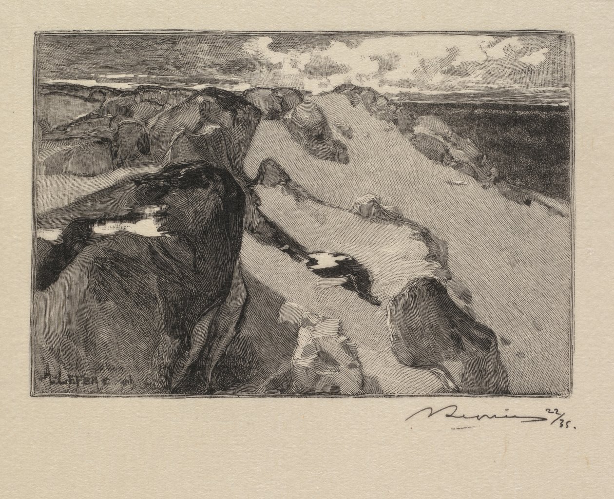 Wald von Fontainebleau: Arbonne, Le Gros Sablon La Forêt de Fontainebleau..., 1890 von Auguste Louis Lepère
