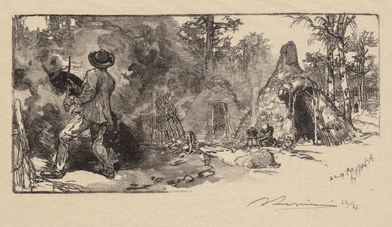 Fontainebleau-Wald: Köhler (La Forêt de Fontainebleau: Les Charbonniers) von Auguste Louis Lepère