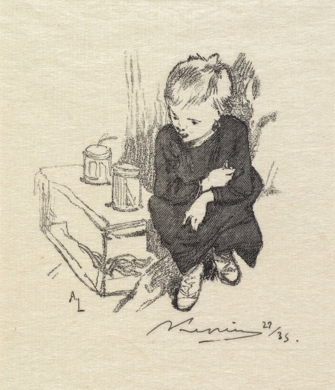 Fontainebleau-Wald: Le gamin à lorvet, 1890 von Auguste Louis Lepère