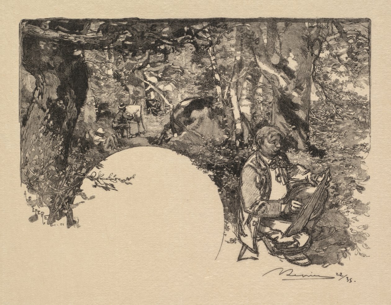 Fontainebleau-Wald: Die Maler (La Forêt de Fontainebleau: Les Peintres) von Auguste Louis Lepère