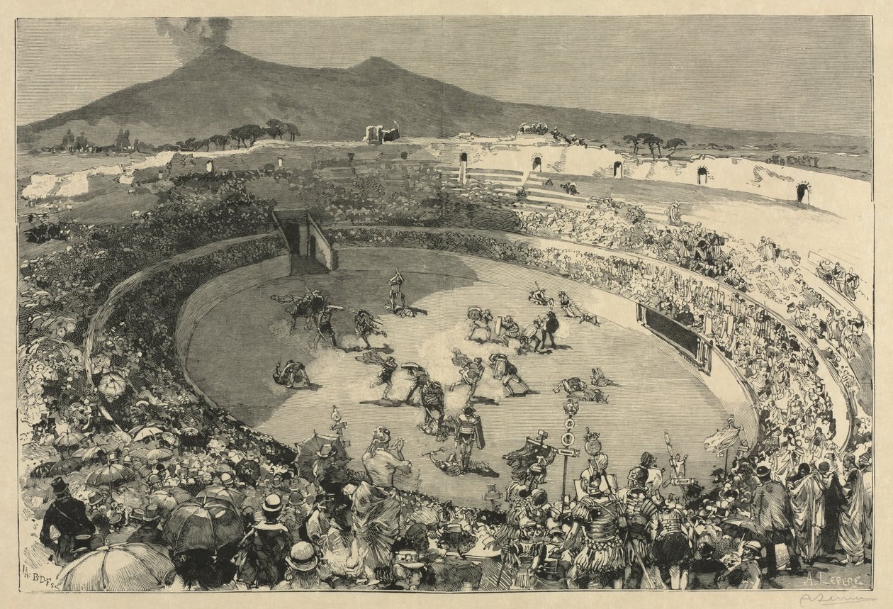Italien. Das Fest von Pompeji, Der Zirkus der Gladiatoren von Auguste Louis Lepère