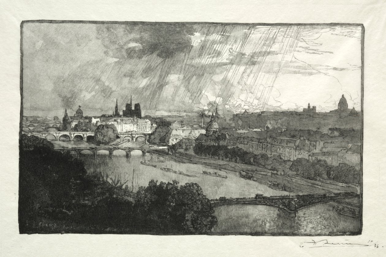Paris, gesehen vom Pavillon de Flore von Auguste Louis Lepère