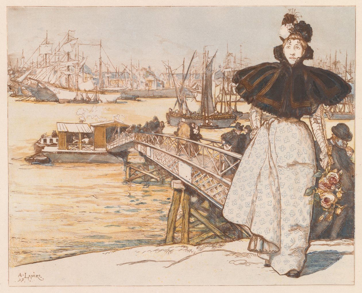 Pier an der Garonne, Bordeaux (Embarcadère sur la Garonne, Bordeaux) von Auguste Louis Lepère