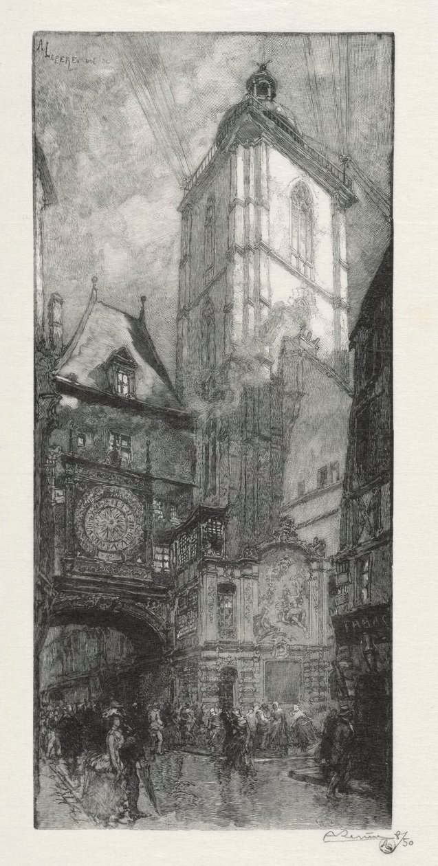 Rouen Illustré: La Gros Horloge, 1888 von Auguste Louis Lepère
