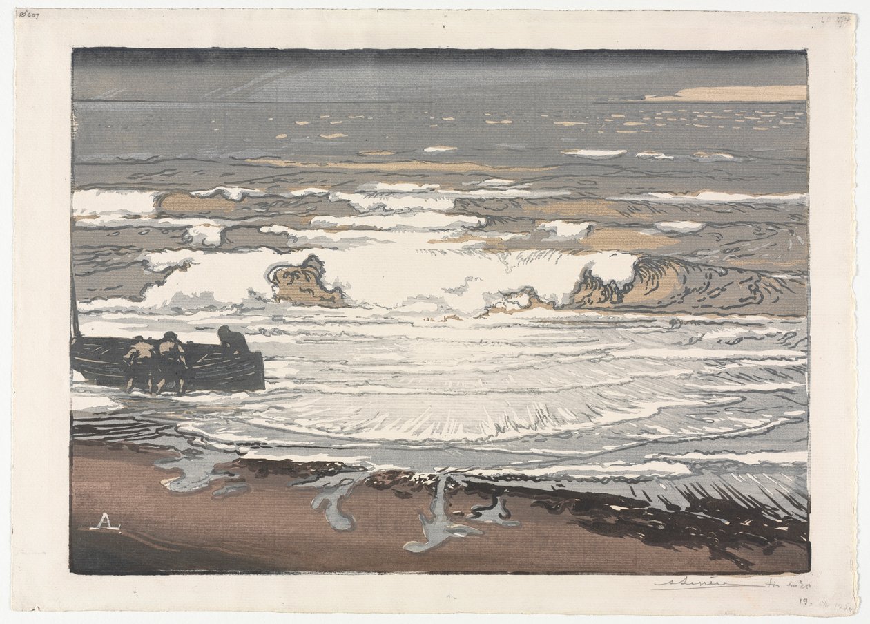 Die brechenden Wellen, Flut von September 1901, 1901 von Auguste Louis Lepère
