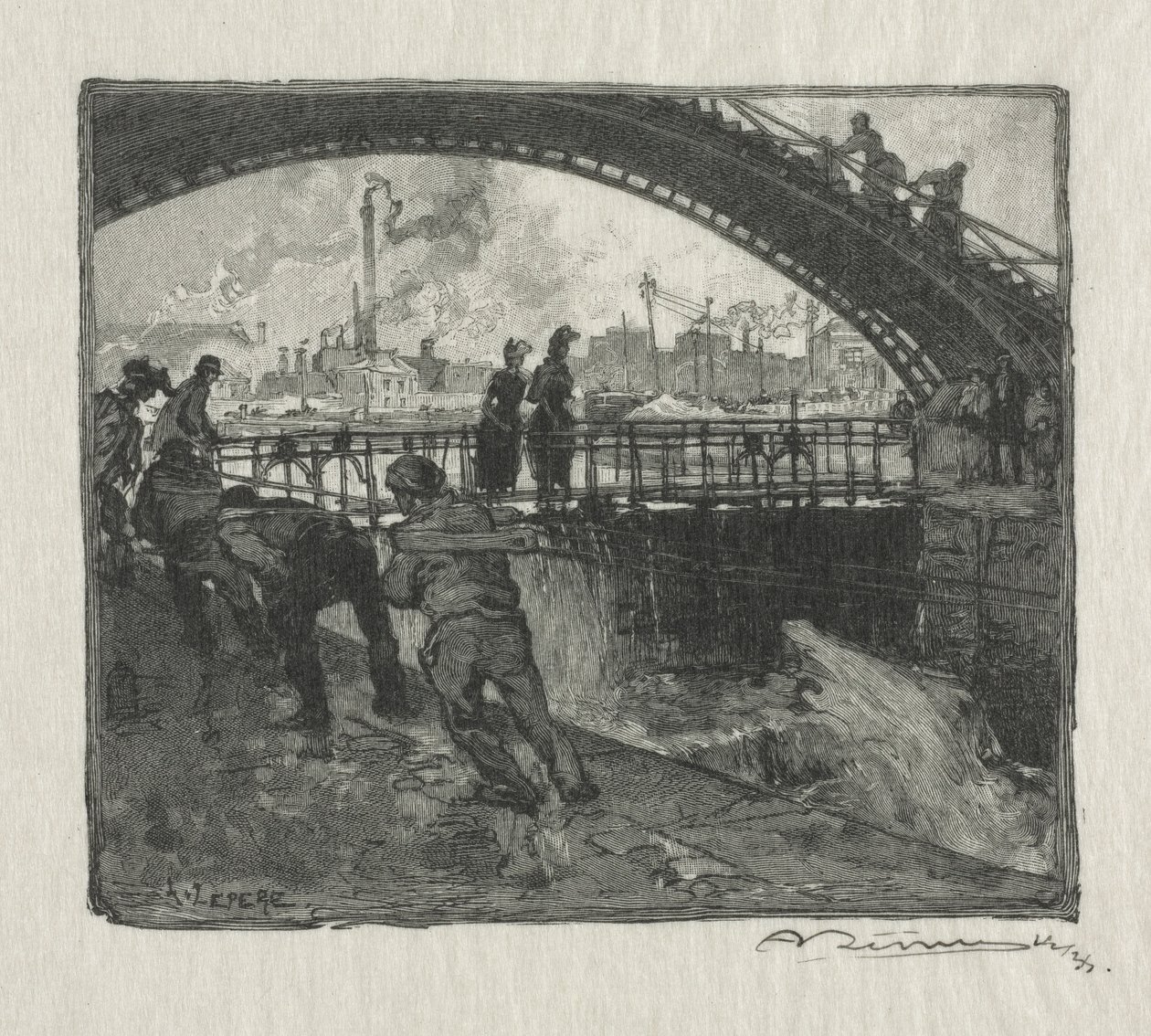 Die Schleuse des St. Martin Kanals, 1890 von Auguste Louis Lepère