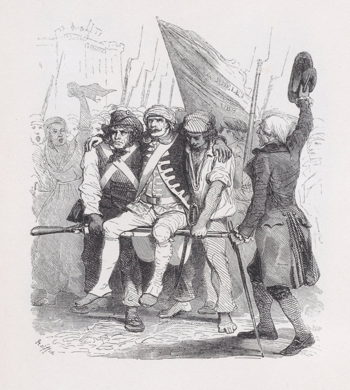 Vierzehnter Juli, aus Die vollständigen Werke von Béranger, 1836 von Auguste Raffet, Lacoste, Eugène Guillaumot