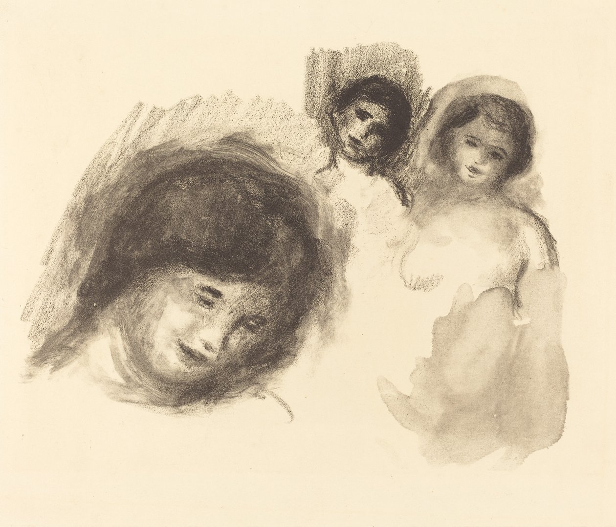 Stein mit drei Skizzen von Auguste Renoir